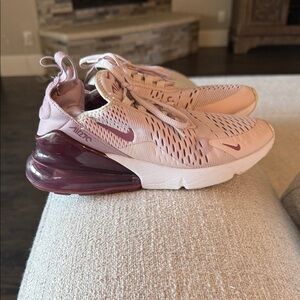 Nike Women's Air Max 270 Light Pink and Burgundy Sneakers